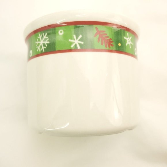 Longaberger White Snowflake Pottery Ceramic Christmas Holiday One Pint Crock - Picture 3 of 11